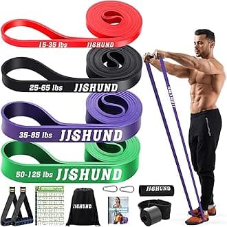 Resistance Bands Set, 4 Levels Exercise Bands Pull Up Bands for Men Women, Pull Up Assistance Bands for Strength Training, Pilates, Yoga, Muscle Toning, Body Stretching
