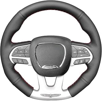 MEWANT Customized Black Microfiber Leather Car Steering Wheel Cover for Dodge (SRT) Challenger 2015-2021 / Dodge Charger 2015-2021 / Durango 2018-2021