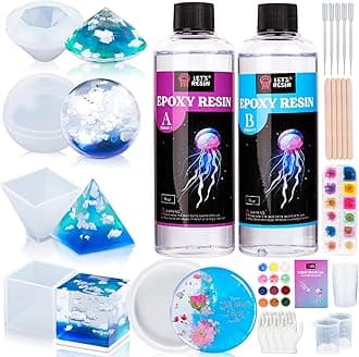 LETââ‚¬â„¢S Resin Resin Kits and Molds Complete Set, 16OZ Resin Molds Silicone Kit Bundle with Sphere, Pyramid Molds, Glitter and Dried Flowers, Resin Epoxy Starter Kit for Beginners Resin Casting