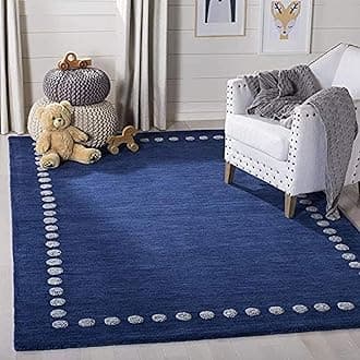ZARACARPETS Solid Plain Exported Quality Hand Made Carpets and Rugs Size 4 Feet by 6 Feet (4x6 feet) Navy Blue