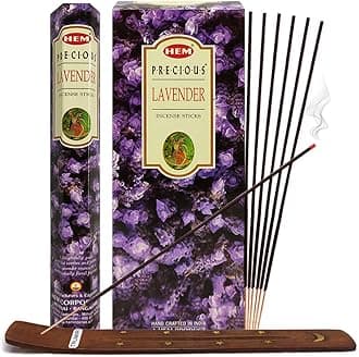 Incense Stick Holder Bundle with Hem Precious Lavender 20g Incense Sticks - Pack of 6 (Approx 120 Sticks)