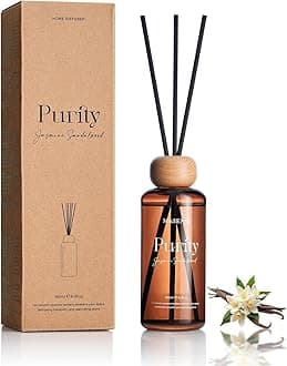 M&SENSE Reed Diffuser Set, Jasmine Sandalwood Scented 6.3 fl oz Natural Essential Oil Diffusers with Sticks, Non-Toxic Organic Air Freshener, Long-Lasting Fragrance Oils for Home Bathroom Living Room