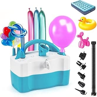 AGPTEK Electric Air Balloon Pump, 110V 600W Rose Red Portable Dual Nozzle Inflator/Blower for Party Decoration