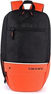 Gear Superior Xl 16L Samll Water Resistant School Bag/Casual Standard 4 Compartment Backpack/College Bag/Sports Bag With Shoe Compartment For Men/Women (Black-Orange)