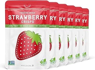 Nature's Turn Freeze-Dried Fruit Crisps – Healthy, Gluten-Free, Plant-Based, Crispy & Delicious Snack – Ideal for Cereal, & School On-the-Go Snacks – Strawberry Crisps Pack, 6 Bags (1.2 oz Each)