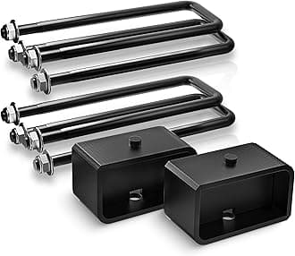 Maxracing 2" Rear Lift Blocks Compatible with Chevy Silverado 1500/GMC Sierra 1500 2007-2024, 2" Rear Leveling Block Kit with Extended Square U-Bolts