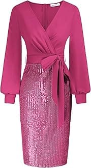 GRACE KARIN Women's Sequin Sparkly Party Dress Cocktail Bodycon Glitter Dresses Long Sleeve