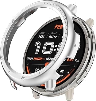 Screen Protector Case Compatible for Amazfit Active 2 Hard PC Bumper Shell Watch Cover Replacement for Amazfit Active 2 Smart Watch 44mm (Silver)