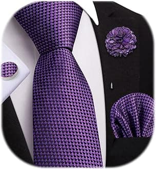 Mens Tie and Lapel Pin Paisley Striped Floral Necktie for Men Pocket Square Cufflinks Wedding Party