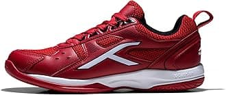 Hundred Unisex-Adult Raze Badminton Shoes (Non Marking) | Also Perfect for Squash, Table Tennis | Lightweight & Durable | X-Cushion, Active Grip Sole, Toe Assist (Red::White::Black, 9Uk)