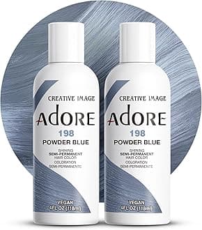 Adore Semi-Permanent Haircolor #198 Powder Blue 4 Ounce (118ml) (Pack of 2)