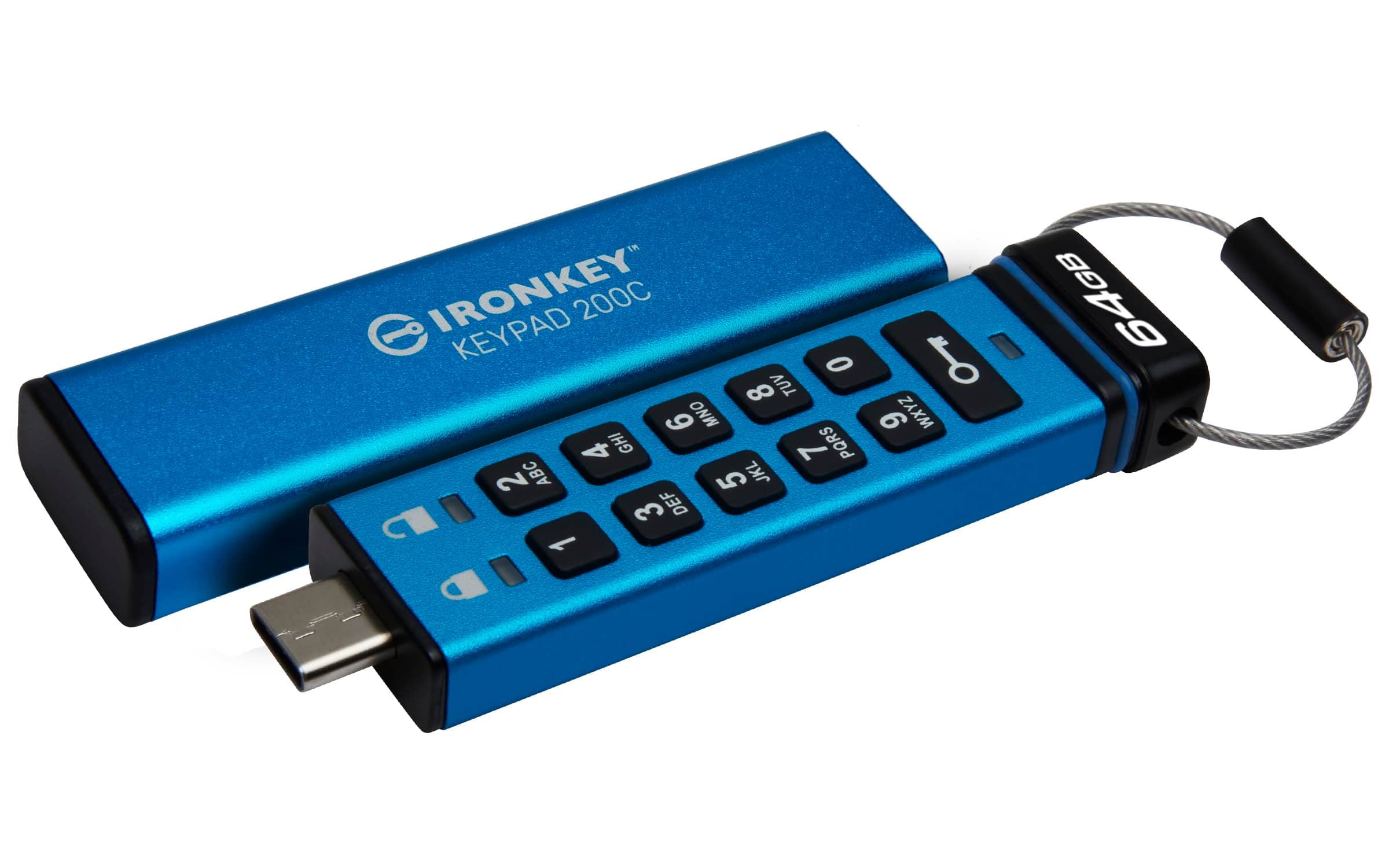 IronKey Keypad 200C Type-C hardware-encrypted USB Flash Drive FIPS 140-3 Level 3 (Pending) with XTS-AES 256-bit Hardware Encryption -IKKP200C/64GB