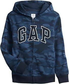 Boys Logo Hoodie Hooded Full Zip Sweatshirt Camouflage S