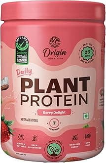 - Origin Nutrition 100% Natural Vegan Plant Based Protein Powder, Ranked Best Vegan Protein by Independent Scientific Research, Easy to Digest Strawberry Flavour with 25g per serve Plant Based Protein,Dairy Free, No Added Sugar,Non - GMO, 7 Servings, 290g