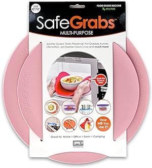 Safe Grabs: Multi-Purpose Silicone Original Microwave Mat as Seen on Shark Tank | Splatter Guard, Trivet, Hot Pad, Pot Holder, Minimize Mess (BPA Free, Heat Resistant, Dishwasher Safe), Dusty Rose