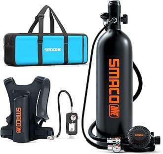 SMACO S700 Plus Mini Scuba Tank 1.9L Portable Diving Tank Reusable Pony Bottle for Underwater Exploration Lung Air Tank Kit Diving Cylinder for Emergency Rescue Boat Cleaning Backup Air Source