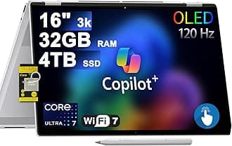 HPOmniBook 7 Flip 16 2-in-1 Professional Business Laptop 16" 3k OLED Touch Intel 8-core Ultra 7 Series 2 258V (Up to 47 Tops) 32GB RAM 4TB SSD 5MP IR Camera Wi-Fi7 w/Pen Win11 ICP Hub/Copilot+ AI