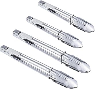 Stainless Steel Utility Food Tongs Set Kitchen Metal Tongs for Cooking Grilling Barbecue BBQ and Serving Salad (9 12 Inch 4 Pieces)