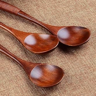 Yu2d Lot Wooden Spoon Bamboo Kitchen Cooking Utensil Tool Soup Teaspoon Catering（Black）