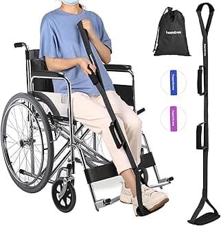 43 Inches Long Leg Lifter Hip Replacement,Rigid Leg Lifter Strap for Knee Replacement Surgery Recovery,Foot Lifter Easily Get in and Out of Bed,Car,Wheelchair,with Padded Loop for Hands and Feet