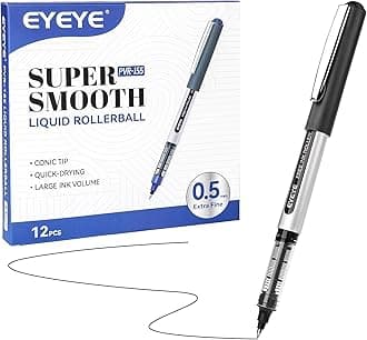 - EYEYE 0.5mm Black Pens 12 Pack, Extra Fine Point Rollerball Pen Quick Dry, Liquid Ink Pens Fine Point Smooth Writing Pen for Journaling, Note Taking, Office, School Supplies