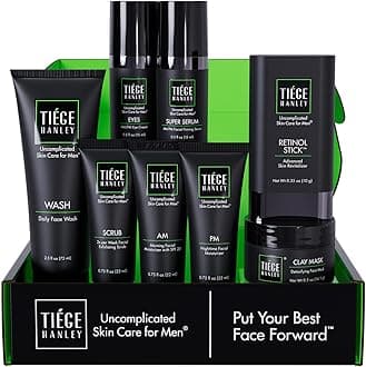 Skin Care Set for Men, Rejuvenation Routine, System Level 5, Face Wash, Scrub, Moisturizers, Eye Cream, Serum, Clay Mask, & Retinol Stick for Healthy Skin, Men’s Skin Care, 8 Piece Kit