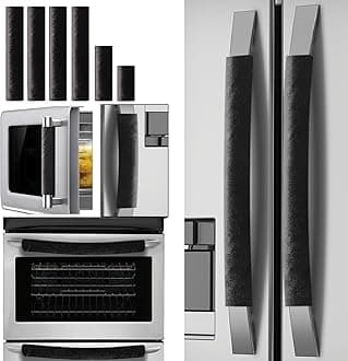 Set of 6 Refrigerator Door Handle Covers, Washable Velvet Fabric Appliance Handle for Fridge Microwave Stove Dishwasher Catch Stains Dust Fingerprint Prevent Ice hot Hand(Black)