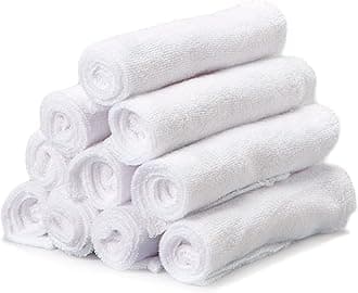 Washcloth Wipes Set for Newborn Boys and Girls, Soft Terry Washcloth Set, Pack of 10, White, (010-WTE)