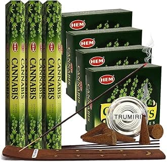 TRUMIRI Cannabis Incense Sticks and Cone Incense Holder Variety Pack Bundle