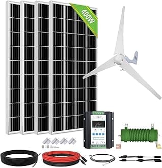 ECO-WORTHY 800W Solar Wind Power Kit: 1x 400W Wind Turbine Generator with Hybrid Controller + 4X 100W Mono Solar Panel for Home/RV/Boat/Farm/Street Light and Off-Grid Appliances