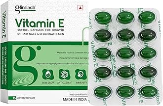 GLIMLACH Vitamin E Capsule for Glowing Face, Skin and Hair Nutrition (15 Capsules Each) (pack of 5)