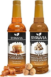Syruvia Coffee Syrup Variety Pack - Caramel & Chocolate Chip Cookie Dough- Gluten-Free, Kosher, 25.4 fl oz Bottles - Enhance Your Coffee Experience with Premium Flavoring Syrups