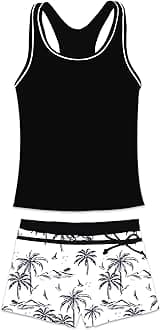 Little Girls' Summer Swimwear Two Piece Boyshort Tankini Kids Swimsuit