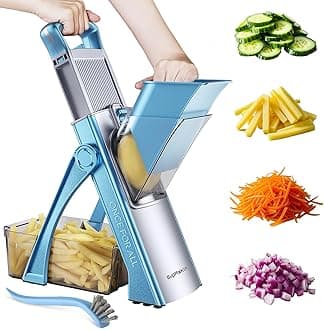 SupMaKin Upgrade Safe Mandoline Slicer Plus, Vegetable Chopper, Potato Slicer, Food Slicer Onion Chopper, Fry Cutter, Veggie Salad Dicer Kitchen Chopping Artifact Gifts (Blue)