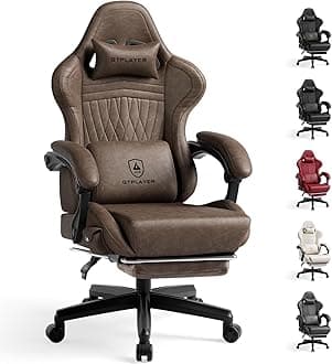 Gaming Chair with Speakers, Video Game Chairs with Footrest, PC Gamer Chairs for Adults - Padded High Back Ergonomic Reclining Silla Gamer, Linkage Armrest, Ace Pro, Light Brown