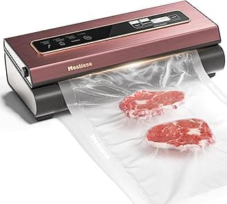 Vacuum Sealer Machine Powerful 90Kpa Precision 6-in-1 Compact Vacuum Food Preservation System Built-in Cutter, 2 Bag Rolls & 5 Pre-cut Bags, Dry&Moist Modes Smart Suction, ETL Listed (Pink)