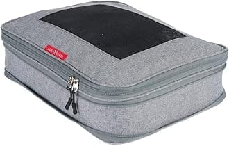 LeanTravel Compression Packing Cubes for Travel Organizers with Double Zipper (1 piece (1L), Grey)