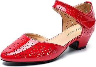 Nmiyaul Women's Ankle Strap Cut Out Closed Toe Low Block Heels Pumps Retro Shoes Hook and Loop D'Orsay Comfortable Vintage Dressy Wedding Party Work Church Shoes