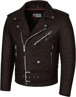 - ICONIC Motorcycle Jacket for Men, Premium Buffalo Leather, Insulated Liner, Classic Side Laces, Cruiser Biker Brown M