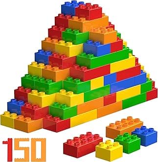 WYSWYG Big Building Blocks Sets for Age 3-5, Large Building Bricks Compatible with Duplo Building Bricks, Kid Building Blocks for Ages 3 4 5 6, Big Blocks Gifts for Boys Girls,150PCS.