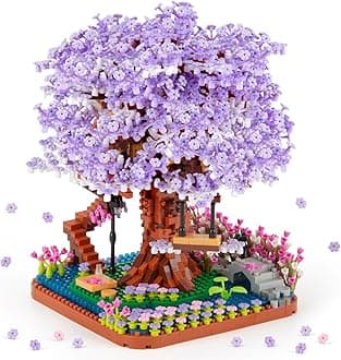HIGH GODO Cherry Blossom Bonsai Tree Micro Building Set, Japanese Sakura Tree House Model Sets, Flowers House Mini Bricks Building Kit, Creative Toys for Teens Adults 14+ (2200PCS)