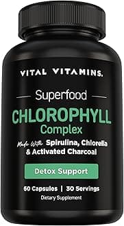 Vital Vitamins Chlorophyll Pills - Body Deodorizing Supplement - Made with Spirulina, Chlorella, Organic Parsley, Mint, & Activated Charcoal - Defeat Odor Naturally - for Women & Men - 60 Capsules