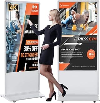 65 inch Indoor Digital Signage 4K Touchscreen IPS Floor Standing Digital Kiosks Interactive Displays with WiFi HDMI/USB Input Auto AD Player, Android OS White