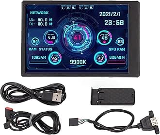 Computer Temp Monitor, 3.5In IPS USB Type C PC CPU RAM Data Monitor Computer Temperature Display for AIDA64, PC Temperature Display Screen, PC Sensor Panel Display, PC CPU Monitor