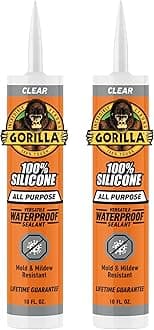Gorilla 100% Silicone Sealant All Purpose, 10 Ounce Cartridge, Clear (Pack of 2)