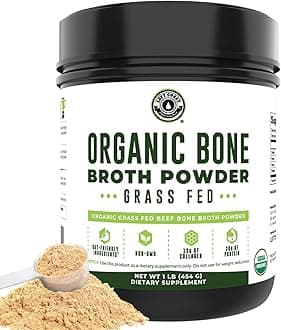 Organic Grass Fed Beef Bone Broth Protein Powder - 470ml, 20 Servings. Unflavoured, Pure. Keto Friendly Protein Powder. Paleo, USDA Certified Organic,