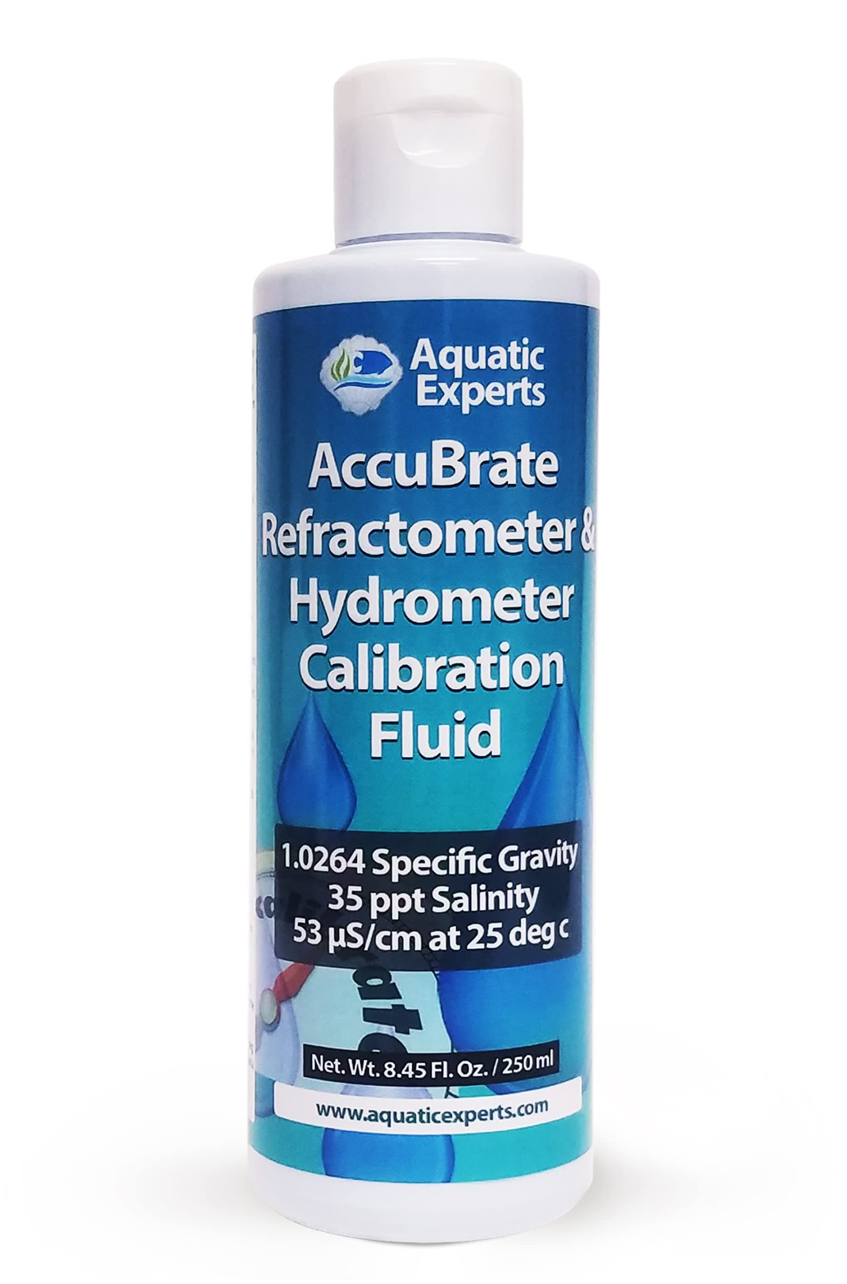 AccuBrate Refractometer and Hydrometer Salinity Calibration Fluid – 250 ml Solution to Accurately Calibrate Refractometer and Hydrometer for Testing Natural Saltwater or Synthetic Sea Water (250 ml)