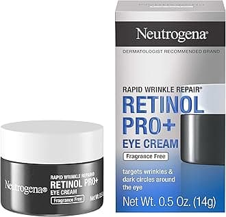 Neutrogena Rapid Wrinkle Repair Retinol Pro+ Anti-Wrinkle Eye Cream, Targeted Eye Cream for Wrinkles & Dark Circles, Formulated without Fragrance, Dyes, Phthalates, and Parabens, 0.5 oz, Blue