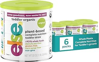 Else Nutrition Organic Toddler Formula, Plant-Based Original Nutritional Drink 12–36 Months Dairy & Soy Free, Supports Immunity & Balanced Growth, 20+ Essential Vitamins | Made in US (22oz, Pack of 6)