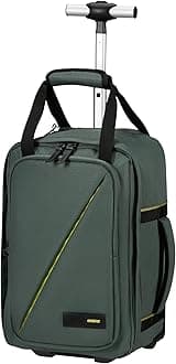 American Tourister Take2Cabin - easyJet Cabin Bag 36 x 20 x 45 cm, 38 L, 0.80 kg, Hand Luggage, Airplane Backpack M Underseater, Green (Dark Forest), 40 x 25 x 20 cm (Wheeled), Ryanair Cabin Bag on